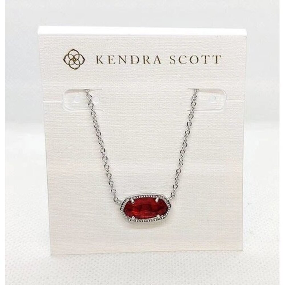 Kendra Scott Elisa Silver Pendant Necklace In Berry Red
